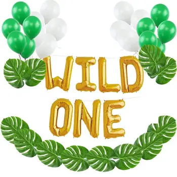 WILD Kids Første Fødselsdag Balloner Kunstige Tropiske Palme Blade Baby Pige Dreng Fødselsdag Jungle Party Dekoration af Forbrugsstoffer