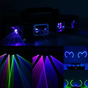 SHEHDS 4 Linse Hoved RGB-Scanner Linje Projektor Fase Virkning Laser Lys Disco Party juledekoration Bar DMX-DJ-Udstyr