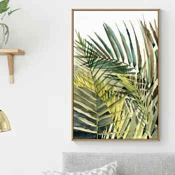 2019 Nordiske Lærred Maleri Grønne Blade Minimalistisk Tropiske Plante palmeblade Plakat Væggen Billede til stuen Hjem Dekoration