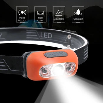 USB-Genopladelige LED Forlygte Motion Sensor Induktion Lommelygte, Pandelampe til Løb Fiskeri, Camping, Vandreture Cykel Nødsituation