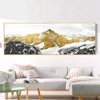 Abstrakt Landskab oliemaleri Plakater og Prints Væg Kunst, Lærred Maleri Golden Mountain Billeder til stuen Home Decor