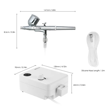 Professionel Mini Dual Action sprøjtepistol Airbrush Kompressor Sæt Gravity Feed Air Brush Kit til Tatoveringer Manicure Håndværk Kage