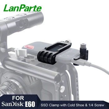 LanParte E60 SSD holder klemmebeslag for SandiskE60 for Samsung T5 SSD til BMPCC 4K Kamera med USB-C Kabel-Klemme