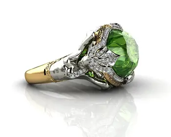 14K Gul Guld Naturlige Smaragd-Ædelsten Ring for Kvinder Fine Anillos De Anel Bijoux Femme Smykker Bizuteria 14K Guld Ring Jade