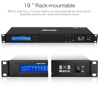 TESmart 4K UHD HDMI Matrix 8x8 Skifte HDCP1.4 ,IR-RS232, TCP/IP-Kontrol Rack-Moun