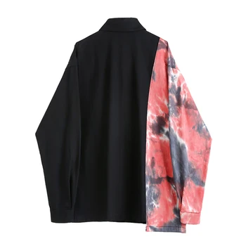 2021 Foråret Kvinders Bluse Shirt Patchwork batik Print-med Lange Ærmer Streetwear koreansk Modetøj Harajuku Overdele