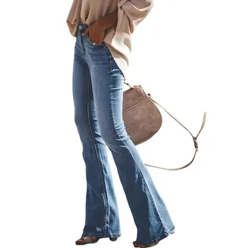 Mid Talje Jeans Kvinder Kausale Pantalon Mønst Elefant 2020 Flare Denim Bukser Mujer Streetwear sort blå Vintage Mon Femme Jeans