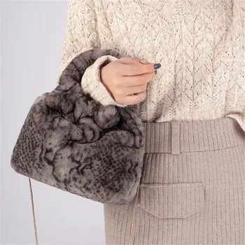 2020 Ny Luksus Designer Damer Taske Mode Kvinders Skulder Crossbody Tasker i Høj Kvalitet Kunstige Kanin Pels Bolsos De Mujer