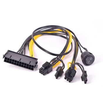 24Pin ATX Power til 2 Porte 6+2 Pin 8 Pin med På Off-knappen kabel-PCIe 6Pin 8pin Mandlige-til 24-Pin Female Power Supply Kabel