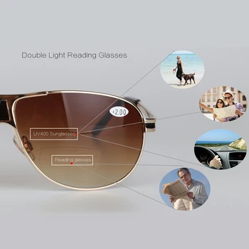 ISENGHUO Bifokale Briller til Læsning Unisex Dioptri Briller Mandlige Polariserede Solbriller Presbyopic Briller +1.0+1.5+2.0+2.5+3.0+3.5