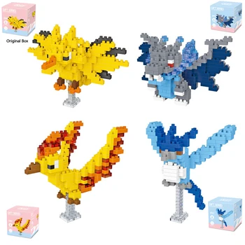 Mini-byggeklodser DIY 3D Micro Mursten Blok Stikke Gave Toy Pokemon Articuno Zapdos Moltres Charizard Dragonite Spillene Flareon