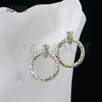 5 Par Store runde dingle øreringe crystal øreringe krystal smykker zircon tilbehør til mænd-smykker til piger 5816