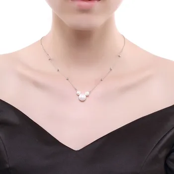 SLN002 Ægte 925 Sterling Sølv Halskæde Til Kvinder Hvid Grå Naturlige Ferskvands-Barok Perle Smykker