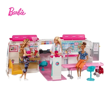 Barbie Pleje Klinik Køretøj Legesæt Store redningskøretøj Toy Lys og Lyde Karriere Pleje Klinik, Ambulance FRM19