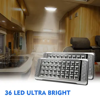 2stk 12V LED Interiør Kabine Loft Spot Lys For RV Campingvogn, Autocamper, Bil 36 Led Læsning Hvid Lampe 6000K