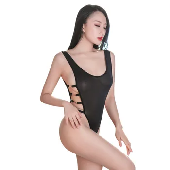 ét stykke badedragt 2020 badetøj kvinder svømmetur kulør høj talje bikini mujer Sexet Gennemsigtig Side åbne Fisk knogle ribben elasticitet