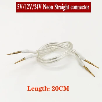 Neon-Stik 2Pins med kabel til DC12V DC24V dc 5 v AC220V AC110V Enkelt farve Led Neon Reb Midten Forbindelse Hvid ,40 stk