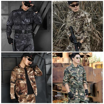 Militær Uniform Mænd Army Special Forces Tøj Udendørs brug Combat Shirt Taktiske Bomuld Efterår og Vinter Militar for Mennesket Sæt