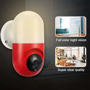 Ptz-Kamera Wifi Fjernbetjening Overvågning 1080P HD-360 Graders RotationMotion Detection Alarm Kamera Indendørs Belysning væglampe Kamera