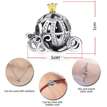 BELAWANG Ægte 925 Sterling Sølv Græskar Passer Oprindelige Charme Armbånd til Kvinder Mode Crown Charme DIY Smykker at Gøre