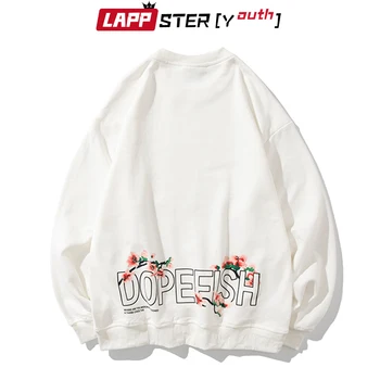 LAPPSTER-Ungdom Efteråret Harajuku Blomst Streetwear Sweatshirts 2020 Trøjer Herre Hip Hop O-Hals Hættetrøjer koreanske Mode Tøj