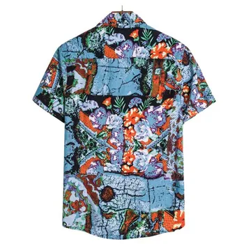 Herre Etniske Korte Ærmer Casual Bomuld Udskrivning Hawaii-Skjorte Bluse Par loose Fit Hawaii Vintage Afrikanske Udskriv