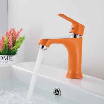 Vidric Orange Grøn Badeværelse Basin Vandhaner Bruser Håndvask Kran Tryk På Enkelt Håndtag Enkelt Hul Badeværelse Armatur Vandfald Tryk