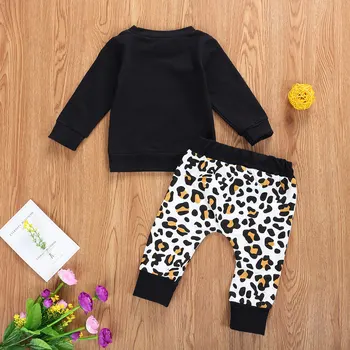 2020 Ny lille Barn Børn Baby Pige Tøj Leopard T-Shirts, Toppe, bukser Bukser kostumer Sæt Tøj 0-24M