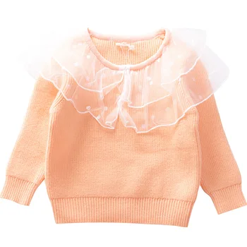 2020 Baby Buksetrold Piger søde Sweater Efterår og Vinter Fuld Varme Blonder Dot Børn, Børn Tøj Komfortabel Mode med Slik farver