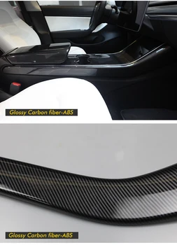 Model3 Bil Carbon Fiber ABS Side Trim for Tesla Model 3 Tilbehør Protector Cover Model Y Centrale Konsol Strip Beskyttelse