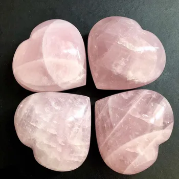 Naturlige Krystaller Smuk Pink Rose Quartz Krystal Poleret Hjertet Sten Healing
