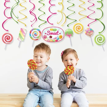 Baby Shower Slikkepind Tema Piger Part Favoriserer PVC-Spiral Hængende Hvirvler Kids Fødselsdag Parter, Dekorationer, Bryllup Part Forsyninger