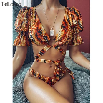 2020 Nye Sexet Høj Talje Bikini Badetøj Kvinder Badedragt Push Up Biquini Badedragt Print Brazilian Bikini Sæt Sommer Strandtøj