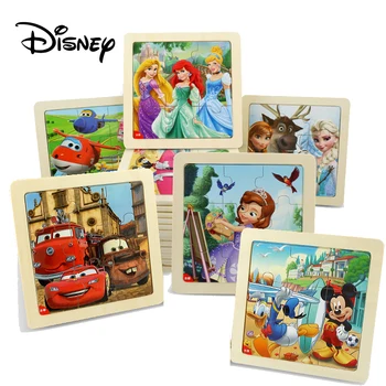 Disney Børns Uddannelsesmæssige Legetøj Træ-3D Puslespil Mickey, Minnie Børns Tangram Baby Pædagogisk Læring Legetøj 9 Stykker