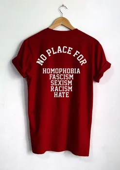 Ingen Plads Til Homofobi Fascisme, Racisme, Sexisme Hader T-Shirt Print På Bagsiden bomuld fritids-kort-langærmet O-neck t-shirts