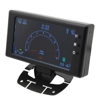 6 I 1 LCD-RPM Gauge 8-18V for Lastbil Digital olietryk Voltmeter Vand Temp, Olie Temperatur Måler Sensor Tachometer Spænding