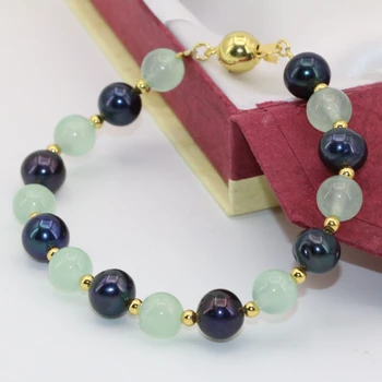 14 stil kvinder armbånd armbånd naturlige 7-8,8-9,10-11mm hvid perle flerfarvet sten runde perler elegante smykker 7,5 tommer B2741