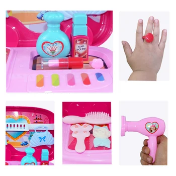 Children ' s Play House Legetøj Børne Make Up Pink Makeup Sæt Frisør Simulering Plast Dreng For Legetøj Til Piger, Makeup Kuffert
