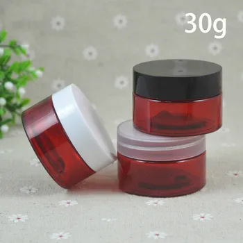 30g plast røde krukke 30 ml håndlavet maske container gennemsigtige farvede creme emballage kosmetiske jar-gratis fragt