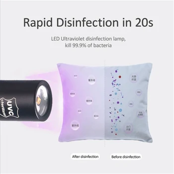 Topcom 275nm UVC-Desinfektion Lampe Lomme Mini UV Sterilisator Lys 2W LED-Uv Desinfektion Lys 18650 Med Metal Clip