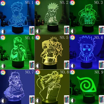 Anime Lampe Naruto, Sasuke og Itachi Uchiha for Børn Barn Soveværelse Indretning Nightlight Rgb Farverige 3D Led Nat Lys Manga Gave