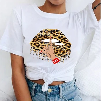 Nye Casual Sjove Læber T-shirt-Nyhed Grafiske Tees Kvinder Hip Hop Kawaii O-Hals kortærmet Tshirt 90'erne Harajuku Tops Tees Femme