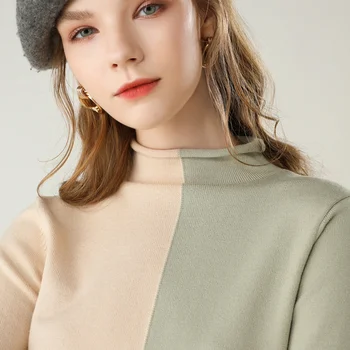 Halv-høj krave strikkede cashmere sweater kvinder efterår og vinter uld strik bunden shirt bedste kvindelige