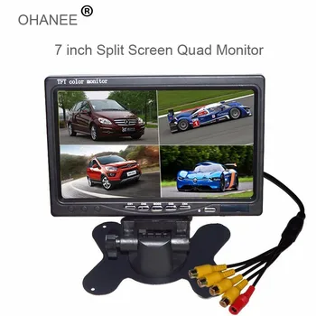 7 Inch Split-Skærm, Quad-Skærm 4 kanals Video Input Forruden Stil Parkering Dashboard Til Bil, bakkamera
