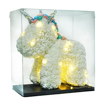 Dejlig LED Steg Unicorn Sæbe Skum Kunstige Blomster Toy Enhjørning I gaveæske Bryllup Valentine ' s Day, Jul, Gaver til Pige