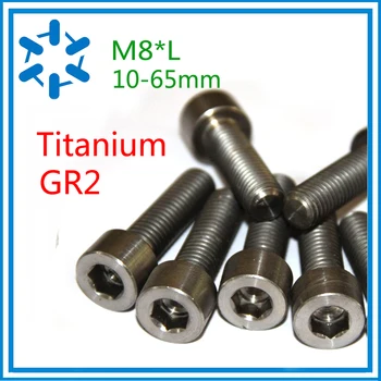 50stk/masse M8*L DIN912 Ren Titanium Hex Socket Cap Skruer Ti sekskantede bolte GR2 M8*10/12/15/20/25/30/35/40/45/50/55/60/65