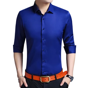 Ren Farve Langærmet Shirt til Mænd Efteråret Stor Størrelse S-5XL-Shirt Herre Lille Strækning Multi-Farve Valg Mandlige Top