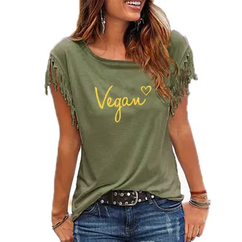 2019 Mode O Krave T-Shirt Til Kvinder Veganer Breve Udskrive Plus Size Tumblr Streetwear Størrelse