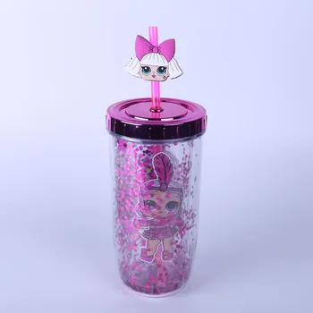 LOL Overraskelse Dukke 300-400ml Krus Med Solid Farve Dobbelt Plast Vand Cup Cartoon Girl Mønster, Elkedel Søde vandflaske