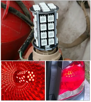 2x 48 SMD Red fejlfri 1157 BAY15D P21/4W Dual-Filament LED Pærer w/ Reflektor Spejl Design Til bilen Bremse Backup Stoppe med Lys